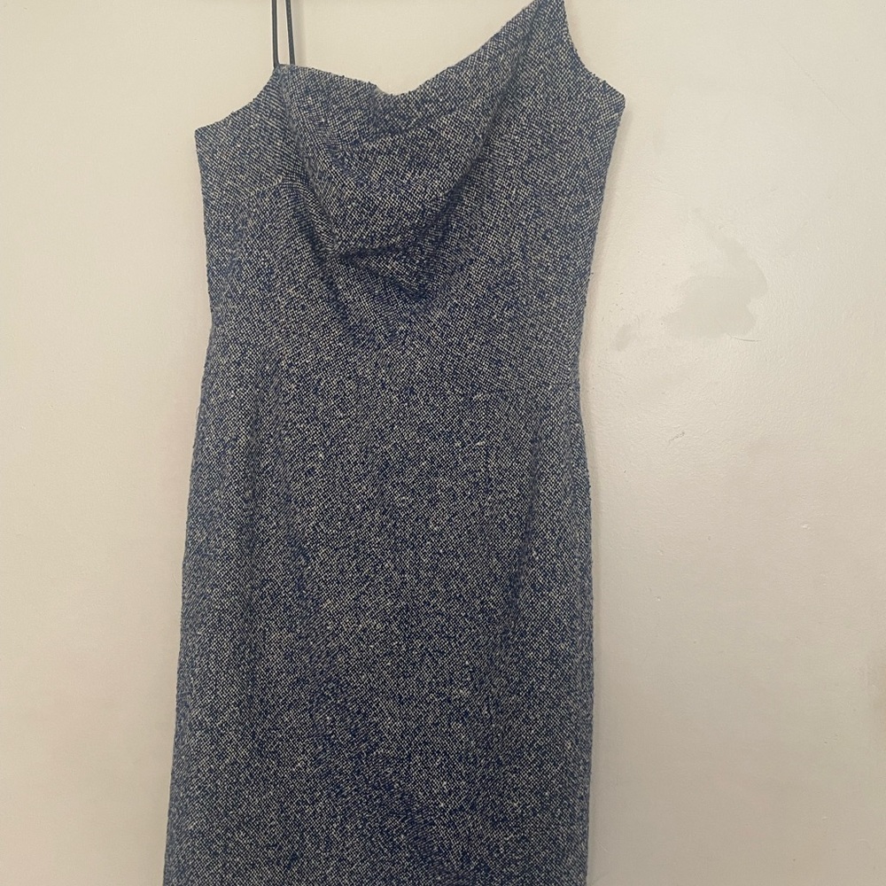 Chaiken Sz 8 blue tweed vintage spaghetti strap pencil skirt dress
